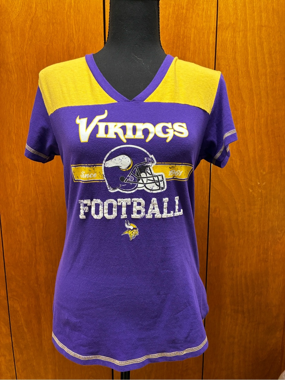 NFL Purple and Gold Vikings Football Short Sleeve Tee